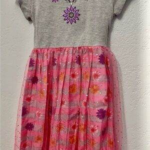 Floral Pink and Gray Kids Dress